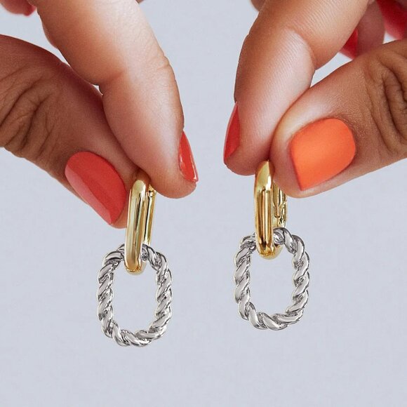 NEW Ana Luisa Ash Double Two Tone Double Hoop Earrings - Picture 6 of 6